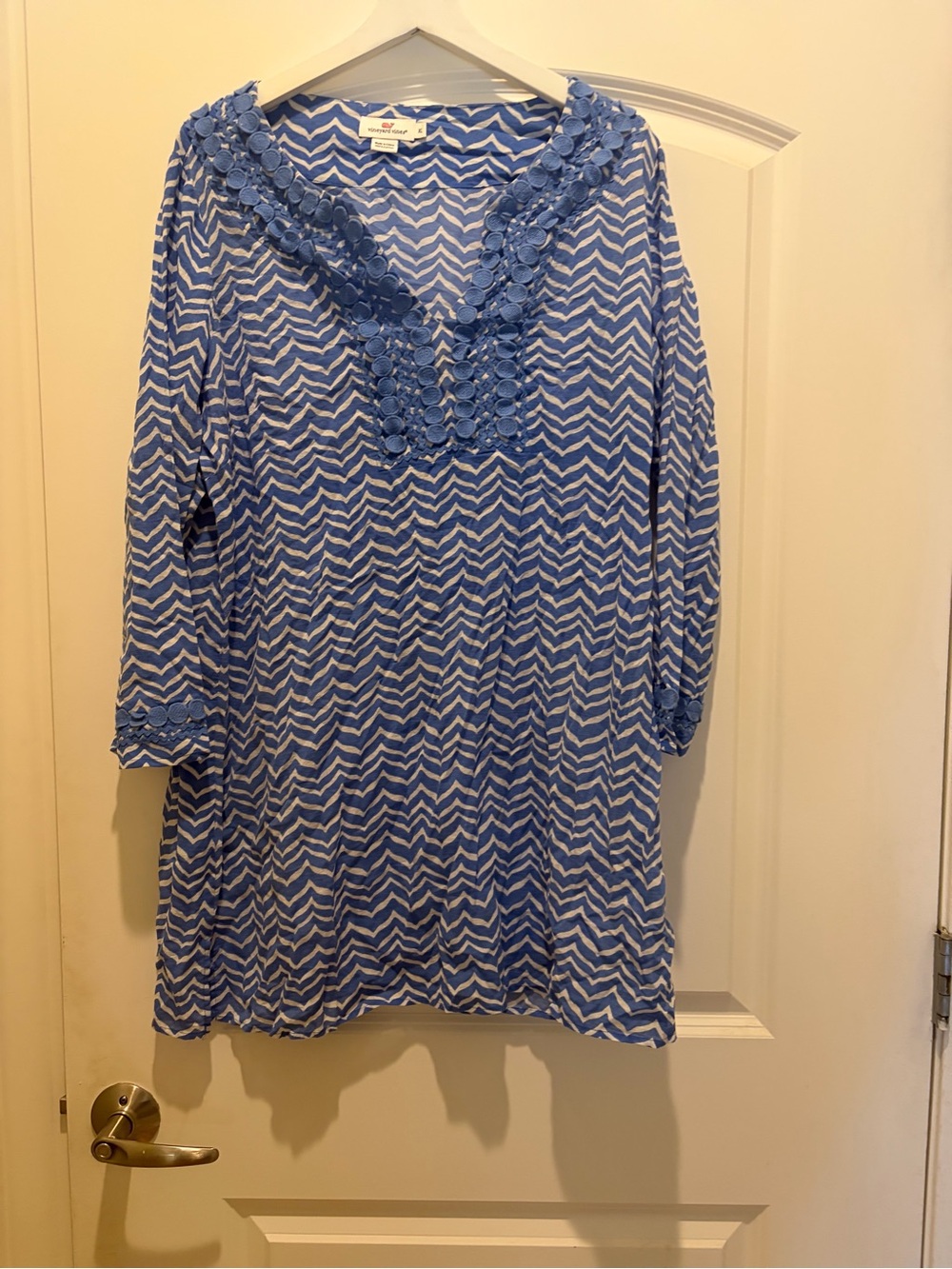 Vineyard Vines Blue and White Chevron Long Sleeve Tunic Dress-worn once to MV